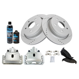 TRQ® - Performance Semi-Metallic Rear Brake Kit with Calipers