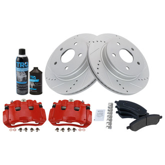 TRQ® - Performance Semi-Metallic Front Brake Kit with Calipers