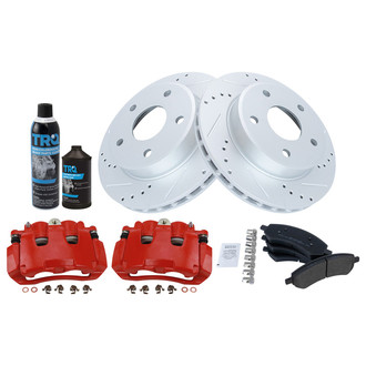 TRQ® - Performance Semi-Metallic Front Brake Kit with Calipers