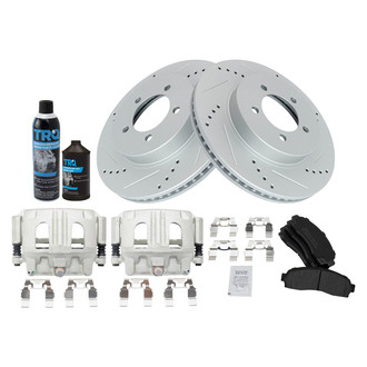 TRQ® - Performance Semi-Metallic Front Brake Kit with Calipers
