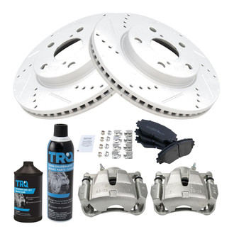 TRQ® - Performance Semi-Metallic Front Brake Kit with Calipers