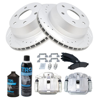 TRQ® - Performance Semi-Metallic Rear Brake Kit with Calipers