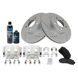 TRQ® - Performance Semi-Metallic Front Brake Kit with Calipers