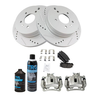 TRQ® - Performance Semi-Metallic Rear Brake Kit with Calipers