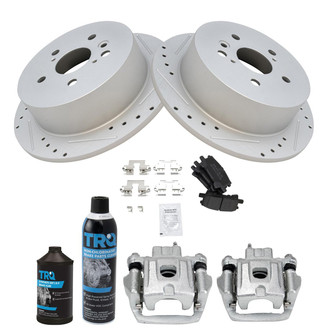 TRQ® - Performance Semi-Metallic Rear Brake Kit with Calipers