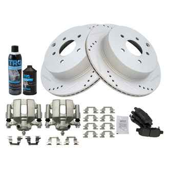 TRQ® - Performance Semi-Metallic Rear Brake Kit with Calipers