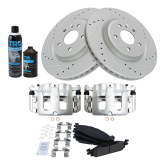 TRQ® - Performance Semi-Metallic Front Brake Kit with Calipers