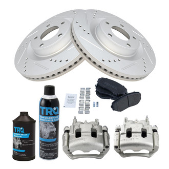 TRQ® - Performance Semi-Metallic Front Brake Kit with Calipers