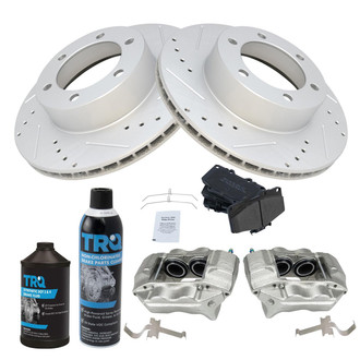 TRQ® - Performance Semi-Metallic Front Brake Kit with Calipers