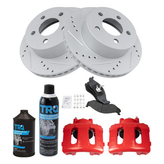 TRQ® - Performance Semi-Metallic Front Brake Kit with Calipers