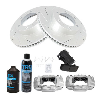 TRQ® - Performance Semi-Metallic Front Brake Kit with Calipers