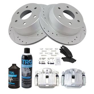 TRQ® - Performance Semi-Metallic Rear Brake Kit with Calipers