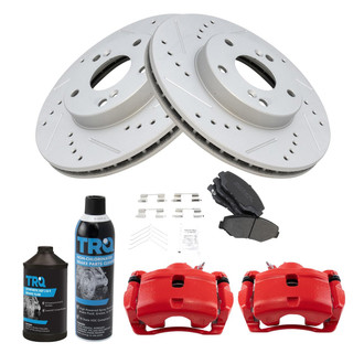 TRQ® - Performance Semi-Metallic Front Brake Kit with Calipers