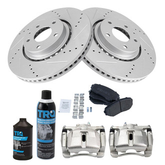 TRQ® - Performance Semi-Metallic Front Brake Kit with Calipers