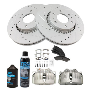 TRQ® - Performance Semi-Metallic Front Brake Kit with Calipers