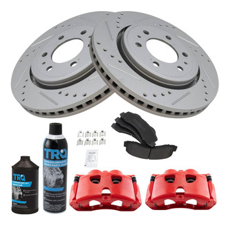 TRQ® - Performance Semi-Metallic Front Brake Kit with Calipers