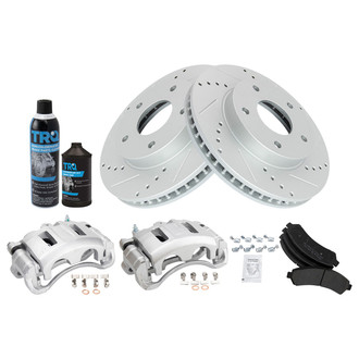 TRQ® - Performance Semi-Metallic Front Brake Kit with Calipers