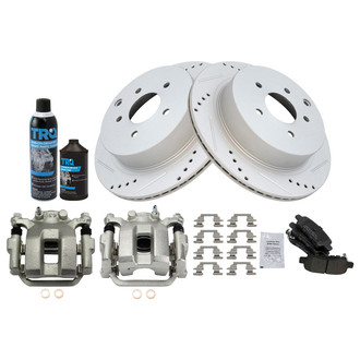 TRQ® - Performance Semi-Metallic Rear Brake Kit with Calipers