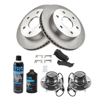 TRQ® - Front Disc Brake Kit with Semi-Metallic Pads and Hub Assemblies