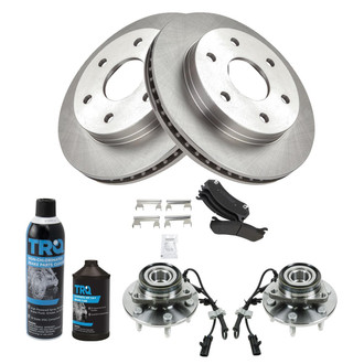 TRQ® - Front Disc Brake Kit with Semi-Metallic Pads and Hub Assemblies