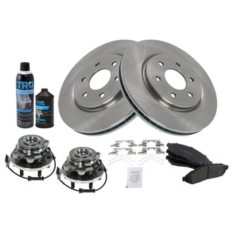 TRQ® - Front Disc Brake Kit with Semi-Metallic Pads and Hub Assemblies