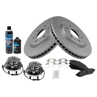 TRQ® - Front Disc Brake Kit with Semi-Metallic Pads and Hub Assemblies