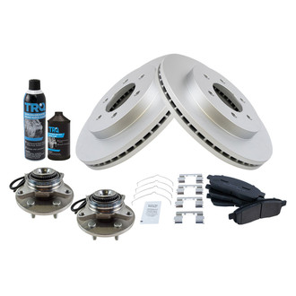 TRQ® - Front Disc Brake Kit with Semi-Metallic Pads and Hub Assemblies