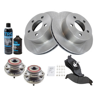 TRQ® - Front Disc Brake Kit with Semi-Metallic Pads and Hub Assemblies