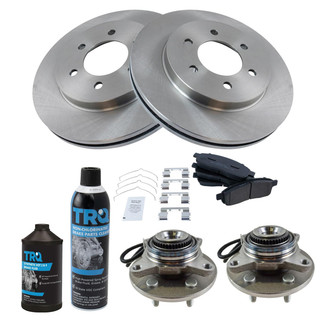 TRQ® - Front Disc Brake Kit with Semi-Metallic Pads and Hub Assemblies