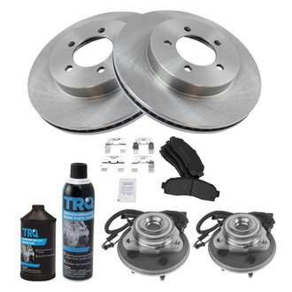 TRQ® - Front Disc Brake Kit with Semi-Metallic Pads and Hub Assemblies