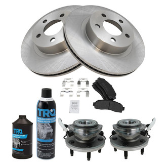 TRQ® - Front Disc Brake Kit with Semi-Metallic Pads and Hub Assemblies