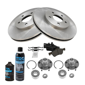 TRQ® - Front Disc Brake Kit with Semi-Metallic Pads and Hub Assemblies