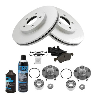 TRQ® - Front Disc Brake Kit with Semi-Metallic Pads and Hub Assemblies