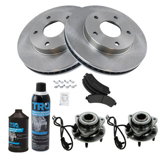 TRQ® - Front Disc Brake Kit with Semi-Metallic Pads and Hub Assemblies