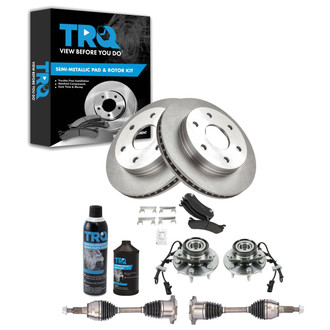 TRQ® - Front Disc Brake Kit with Semi-Metallic Pads and Hub Assemblies