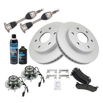 TRQ® - Front Disc Brake Kit with Semi-Metallic Pads and Hub Assemblies