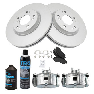 TRQ® - Front Disc Brake Kit with Semi-Metallic Pads and Calipers