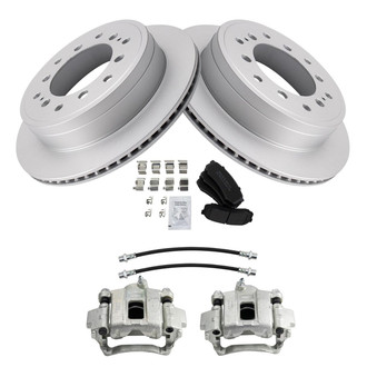 TRQ® - Rear Disc Brake Kit with Semi-Metallic Pads, Calipers and Hoses
