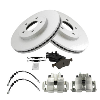 TRQ® - Front Disc Brake Kit with Semi-Metallic Pads, Calipers and Hoses