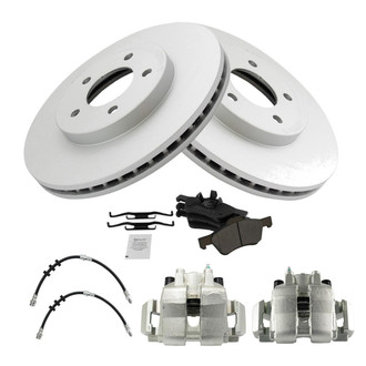 TRQ® - Front Disc Brake Kit with Semi-Metallic Pads, Calipers and Hoses