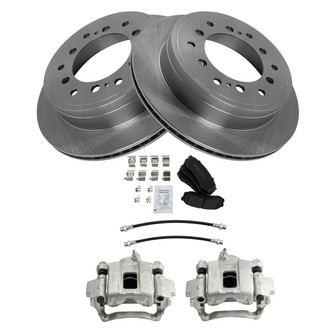 TRQ® - Rear Disc Brake Kit with Semi-Metallic Pads, Calipers and Hoses