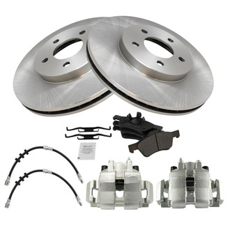 TRQ® - Front Disc Brake Kit with Semi-Metallic Pads, Calipers and Hoses