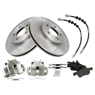 TRQ® - Front Disc Brake Kit with Semi-Metallic Pads, Calipers and Hoses