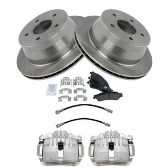 TRQ® - Rear Disc Brake Kit with Semi-Metallic Pads, Calipers and Hoses