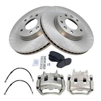 TRQ® - Front Disc Brake Kit with Semi-Metallic Pads, Calipers and Hoses