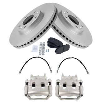 TRQ® - Front Disc Brake Kit with Semi-Metallic Pads, Calipers and Hoses