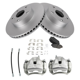 TRQ® - Front Disc Brake Kit with Semi-Metallic Pads, Calipers and Hoses