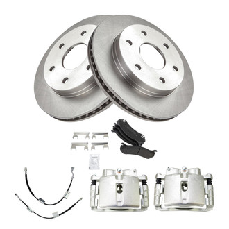 TRQ® - Front Disc Brake Kit with Semi-Metallic Pads, Calipers and Hoses