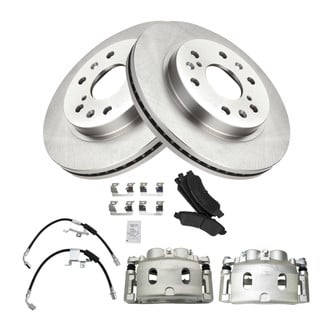 TRQ® - Front Disc Brake Kit with Semi-Metallic Pads, Calipers and Hoses
