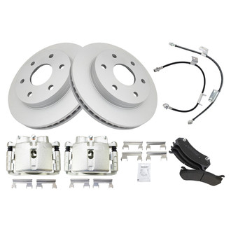TRQ® - Front Disc Brake Kit with Semi-Metallic Pads, Calipers and Hoses
